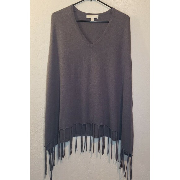 Michael Kors Sweaters - Michael Kors Womens V-Neck Gray Wrap Poncho Shawl PS Petite Small Tassels